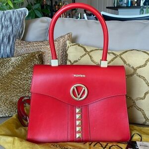 Mario Valentino beautiful red leather handbag. Pristine condition.